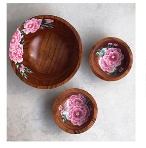 Juego de ensaladeras y platos de madera de tamaño personalizado más vendidos hecho a mano en la India para ocasiones de fiesta - Product Image 5