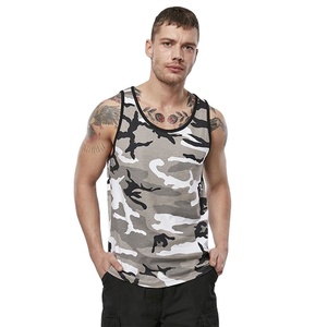 Camiseta sin mangas de entrenamiento con estampado de camuflaje por sublimación, venta de fábrica, OEM, al por mayor, material elástico, algodón acanalado, color liso - Product Image 4