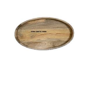 Ensemble de plateaux de service à pizza en bambou d'usine indienne Construction robuste Plateau rectangulaire en bois naturel massif Prix abordable - Product Image 1