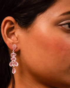 Boucles d'oreilles pendantes en chalcédoine rose, taille poire, en argent sterling 925 plaqué argent, pour mariage, tendance, pour femmes - Product Image 3