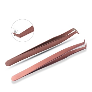 Pinzas al por mayor para extensión de pestañas con punta de fibra, acabado teñido, recubrimiento de plasma, duraderas, ecológicas, con logo. - Product Image 1