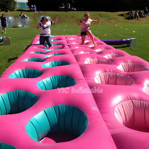 Tapis d'obstacle parcours de sport jeu d'obstacle de course gonflable Ultimate Knockout Tyre Run jeu de compétition gonflable à vendre - Product Image 4