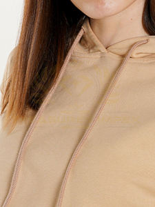 เสื้อฮู้ดครอปผู้หญิงคุณภาพสูงสำหรับฤดูหนาว แขนยาว ผ้าฝ้ายฟลีซ มีเชือกผูก โลโก้ปัก ระบายอากาศได้ดี ซับเหงื่อ - Product Image 4