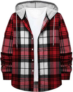 Quilted Plaid Coat Breathable Windproof Winter <b>Jackets</b> Long Sleeve Sherpa <b>Fleece</b> <b>Lined</b> Hooded Zipper Front Logo <b>Men</b> - Product Image 3