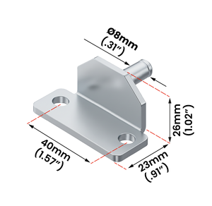 ELO1202 Charnière à ressort à gaz industrielle en forme de L, pliée, avec support externe, plaquée zinc, broche filetée de 8 mm, 90 degrés, œillet de fixation - Product Image 1