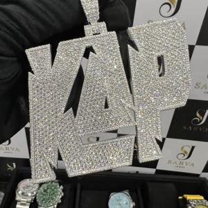 Colgantes de Plata 925 con Diamantes VVS Personalizados, Certificados por IGI, Oro Rosa, Unisex, para Fiestas, Estilo Hip Hop, con Piedras - Product Image 2