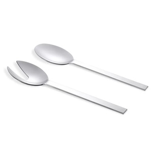 Servidor de ensaladas con espejo plateado de lujo, diseño personalizado con mango de hoja, tamaño largo, para restaurantes, Royal Flatware - Product Image 3