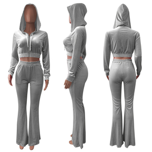 Ensemble de deux pièces de survêtement en velours brodé personnalisé pour femmes survêtement décontracté et lourd survêtement de jogging - Product Image 6