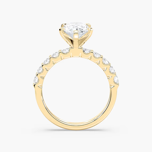 Anillo de Compromiso con Diamante Cultivado en Laboratorio de Corte Pera de 2.50 CTW, Certificado IGI, Oro Sólido de 14K, Banda Pavé, Anillo Solitario para Mujer - Product Image 2