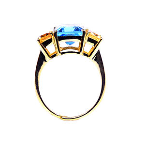 Traditionnel 925 Sterling Silver Plaqué Or Topaze Bleue Citrine Pierres Précieuses Pas Cher Mariage Porter Bague Réglable - Product Image 4