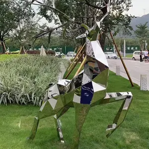 Escultura de Metal de acero inoxidable, espejo pulido de Arte Moderno personalizado, Reno polígono