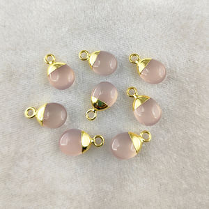 Pendentif en argent 925 avec quartz rose roulé en gros |   Fabrication de bijoux en plaqué or DIY - Product Image 2