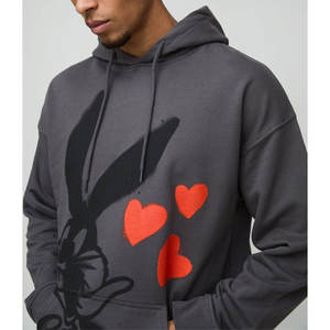 Pull-over à capuche élégant en molleton de coton pour hommes, manches longues surdimensionnées personnalisées, design brodé de haute qualité pour l'hiver - Product Image 3