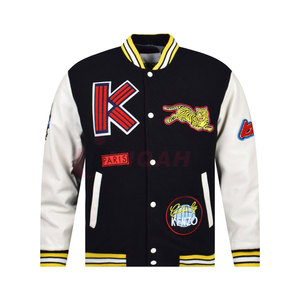 เสื้อแจ็กเก็ตเบสบอลวิทยาลัยผ้าขนแกะมีฮู้ดคอปกหนังแบบใหม่สำหรับฤดูหนาว - Product Image 1