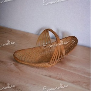 Creative Vintage Handmade Bamboo and Rattan Boat Shaped Fruit <b>Basket</b> With <b>Handle</b> Gifts and Table Decorations <b>Basket</b> - Product Image 4