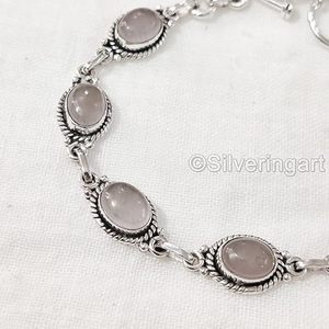 สร้อยข้อมือควอตซ์ธรรมชาติสำหรับสตรีอัญมณีควอตซ์สำหรับงานแต่งงานของขวัญวันครบรอบวันคริสต์มาสทำด้วยมือเครื่องประดับ925สร้อยข้อมือเงินสเตอร์ลิง - Product Image 6