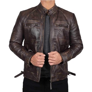 Veste en cuir sur mesure de haute qualité pour hommes, style ajusté, avec vêtements en cuir véritable à 100%, veste en cuir 2026 - Product Image 1
