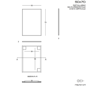 Miroir mural réversible à bords polis 50x70 avec bordure noire mate, surface miroir double face - Product Image 5