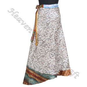 กระโปรงมายากลอินเดียชุดเดรสผ้าไหมส่าหรี2ชั้นกระโปรงยาวผ้าไหมวิเศษ - Product Image 4