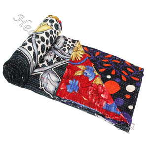 Kantha <b>Quilt</b> Gudari GD1001 Kantha Gudari <b>Quilt</b> Indian Reversible Hand Stitched Heavy Throw Old Sari Blanket Patch Work Heavy - Product Image 4