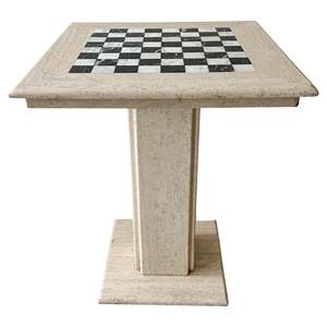 Mesa de Ajedrez de piedra travertino natural, mesa de juego de mármol artesanal de lujo, fabricante de diseño personalizado - Product Image 2