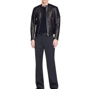 Real Lamb Leather Black <b>Jacket</b> Winter <b>Jacket</b> with <b>Fur</b> Lining Best Quality OEM Service With Custom Made - Product Image 3