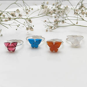 Juego de puntas de anillos tallados de mariposa de piedras preciosas semipreciosas para bodas y fiestas - Product Image 4