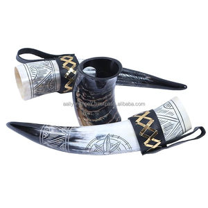 Auténtico cuerno de buey Vikingo, cuerno para beber, funda de cinturón de cuero genuino, saco de regalo de arpillera, características de lavado a mano para fiestas, tazas de cerámica - Product Image 6