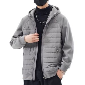 Veste de sport surdimensionnée pour hommes bulle matelassée col rond couleur unie fermeture à glissière hiver - Product Image 2