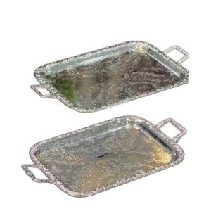 Bandeja de Servicio de Metal de Estilo Moderno con Acabado Brillante, Bandeja para Servir Alimentos y Postres, Suministros para Restaurantes y Hoteles, Bandeja para Servir Alimentos - Product Image 4