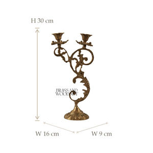 เชิงเทียนทองเหลืองโบราณแขนคู่หรูหราดีไซน์คลาสสิกแบบยุโรปหรูหราสำหรับตกแต่งบ้านที่หรูหรา - Product Image 5