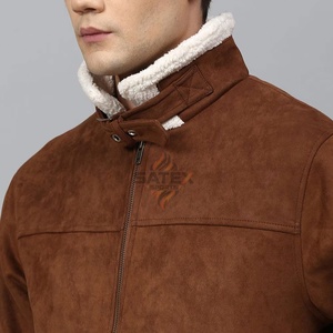 Veste bomber en cuir suédé robuste Roundtree Yorke avec patchwork et broderie Unisexe Veste d'hiver vintage de haute qualité - Product Image 5