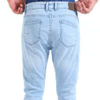 Jeans de Mezclilla para Hombre, Corte Recto, Estilo Casual, Ligeros, Lavados, con Logotipo Personalizado, Detalle de Botones, Transpirables
