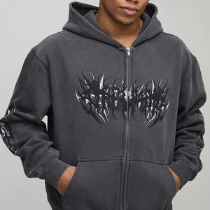 เสื้อสเวตเตอร์มีฮู้ดแบบมีซิปรูดซิปผ้าฝ้าย100% มีฮู้ดเสื้อฮู้ดแนวสตรีทเฮฟวี่เวทสำหรับทุกเพศดีไซน์ใหม่ซักกรด - Product Image 1