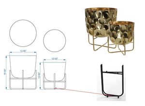 Pots de fleurs et jardinières en métal avec support en métal dans la porte décoration extérieure - Product Image 3