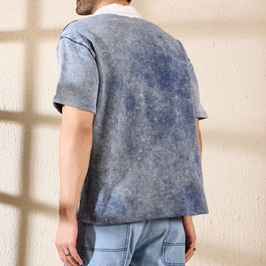 2025 nouveauté hommes séchage rapide respirant lavé à l'acide tissu tricoté pour polos avec motif imprimé - Product Image 2