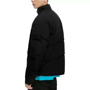 แจ็กเก็ตทรงพองสีทึบสำหรับผู้ชายเสื้อโค้ทผ้าแคนวาสสำหรับสตรีทแบบลำลองมีขาตั้งโลโก้แบบกำหนดเองสำหรับฤดูหนาว - Product Image 4