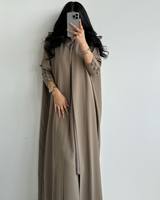 Abaya de Prière Turque de Luxe en Soie Satinée Anti-Plis Faite à la Main de Haute Qualité pour Femme Petite Taille, Toutes Saisons, Vente en Gros, Dubaï