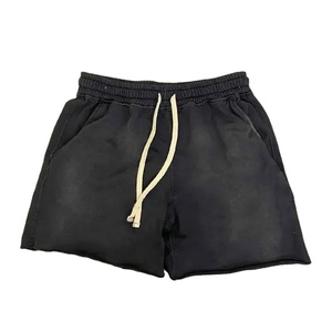 Pantalones cortos de algodón para hombre, ropa de calle cargo estilo dobladillo crudo, Vintage lavados con ácido, talla XS, 100% - Product Image 1