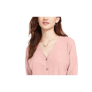 Pink <b>Rose</b> Hippie Tie-Front Button-Up <b>Top</b> for Women Junior Size Small (XS) Knitted Vintage Woven Juniors' <b>Top</b> for Spring Autumn - Product Image 3