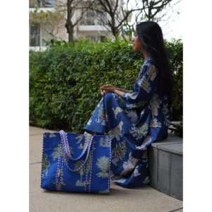 Robe de soleil bleue style palmier - Bohème, élégante, col carré, respirante, grandes tailles (du XS au 6XL) pour le bureau, les loisirs et les soirées - Product Image 2