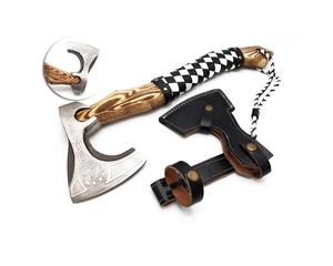 High Carbon Steel Embossed Head <b>Axe</b> DIY Grade Hatchet With <b>Wood</b> Handle for Camping Outdoor <b>Cutting</b> Applications - Product Image 1