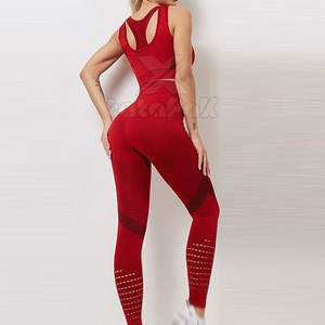 Ensemble de yoga pour femme au style unique et confortable - Le plus vendu, léger, taille élastique unie, 2 pièces, taille haute, respirant, devant uni - Product Image 3