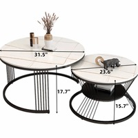 Mesa de Centro Redonda Moderna y Lujosa con Panel de Roca, Superficie de Mármol Ecológica, Muebles para Sala de Estar, Hogar, Hoteles, Apartamentos y Comedor