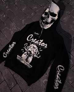 Sudadera con capucha suelta con letras bordadas para hombre, Sudadera de felpa francesa con etiqueta bordada en relieve, diseños de fabricación - Product Image 2