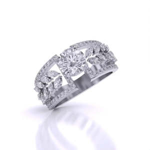 Anillo de cóctel con diamante de talla redonda Starry Night de 1.00 quilates, color F, claridad VS, diamante cultivado en laboratorio en oro de 14 quilates para fiesta de compromiso - Product Image 6