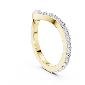 Round Brilliant Cut Lab Grown Diamond <b>Rings</b> DEF VVS 14K 18K Yellow Gold V Shaped Contour Bridal Wedding Band <b>Rings</b> OEM Wholesale - Product Image 3