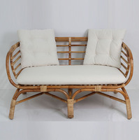 Fauteuil de détente moderne en rotin et teck Belize 2 places - Idéal pour salon, bureau à domicile et appartement