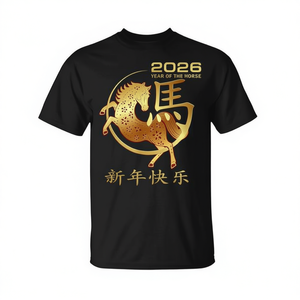 T-shirt Unisex Anno del Cavallo 2026 Capodanno Cinese Stampa Digitale Girocollo Manica Corta Abbigliamento Promozionale - Product Image 3