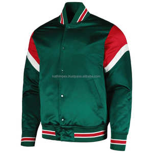 Chaqueta de bombardero Varsity hecha a mano vintage ligera para hombre, ropa informal y atlética de satén a la moda - Product Image 2